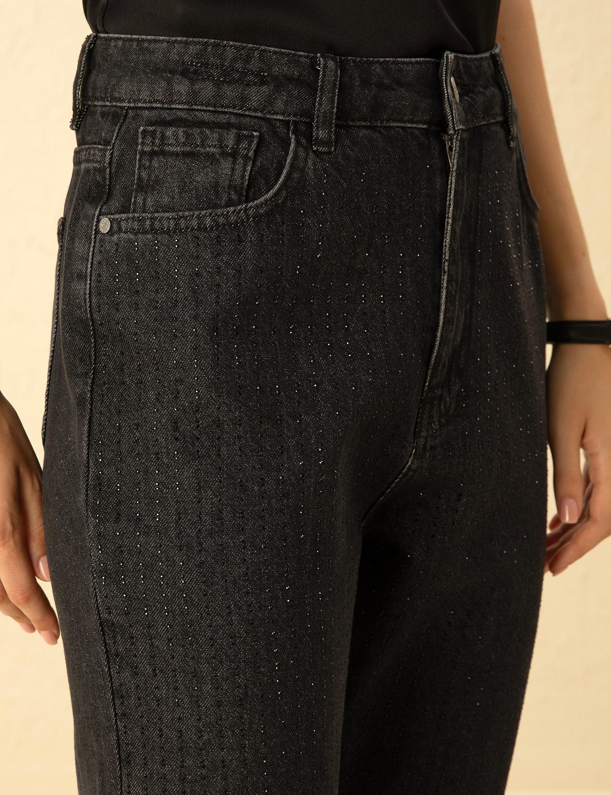 Siyah Mom Fit Jean Pantolon - 50274584013