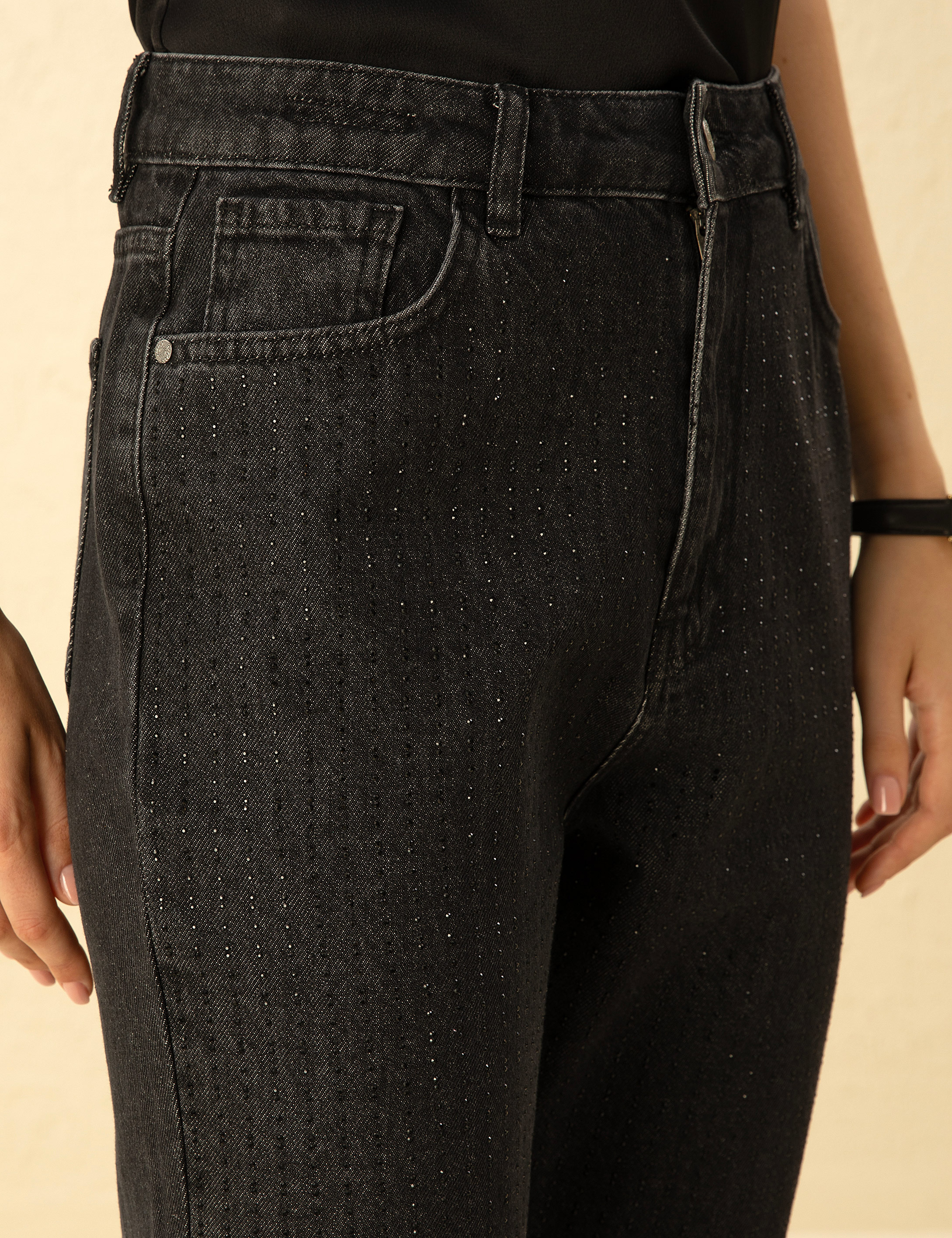 Siyah Mom Fit Jean Pantolon