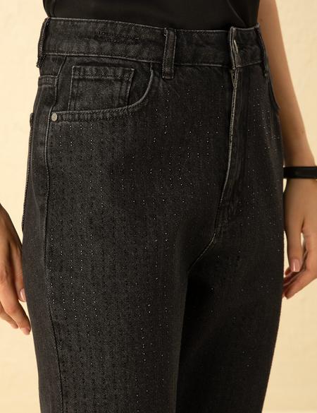 Siyah Mom Fit Jean Pantolon - 50274584013