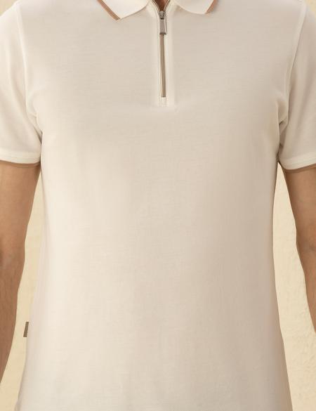 Ekru Slim Fit Tişört - 50292632001