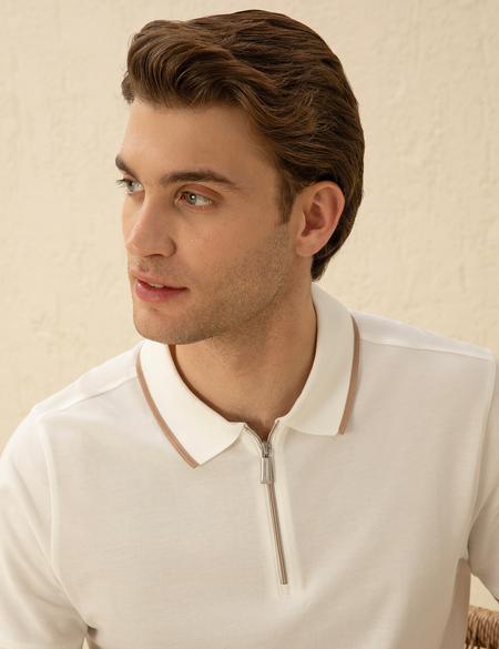 Ekru Slim Fit Tişört - 50292632001