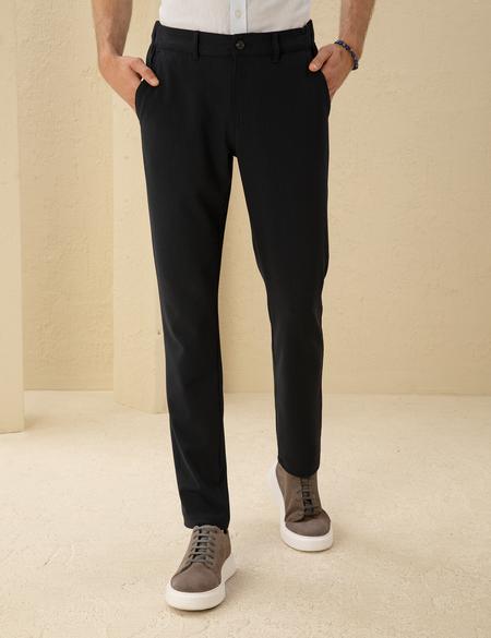 Lacivert Slim Fit Kanvas Çizgili Pantolon - 50291518083