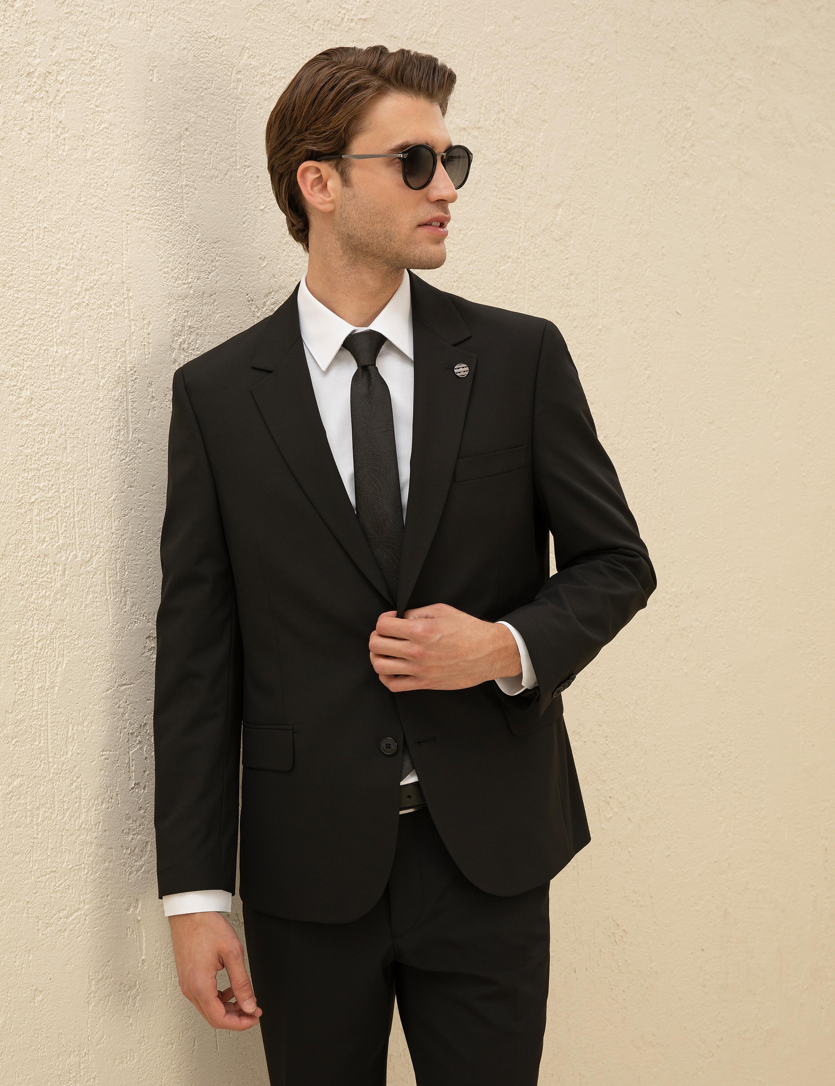 Siyah Slim Fit Takım Elbise