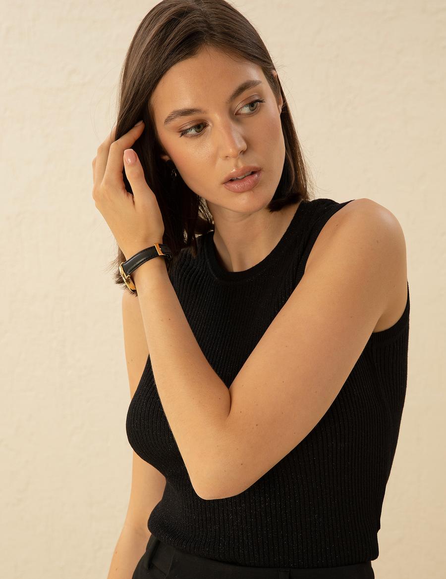 Siyah Ex. Slim Fit Triko Bluz