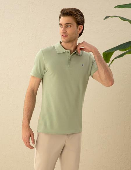 Çağla Yeşili Slim Fit Basic Tişört - 50291625033