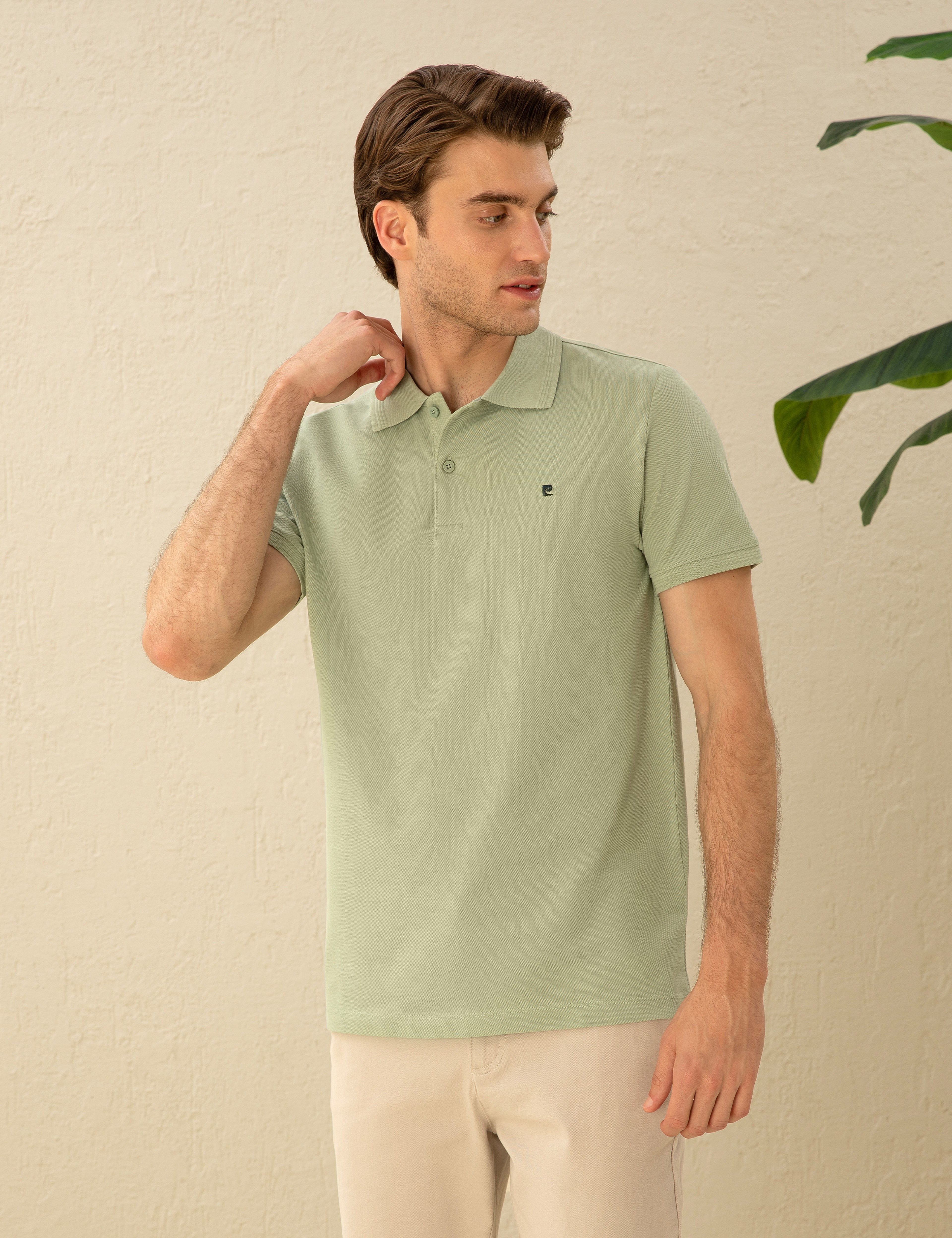 Çağla Yeşili Slim Fit Basic Tişört - Image 3