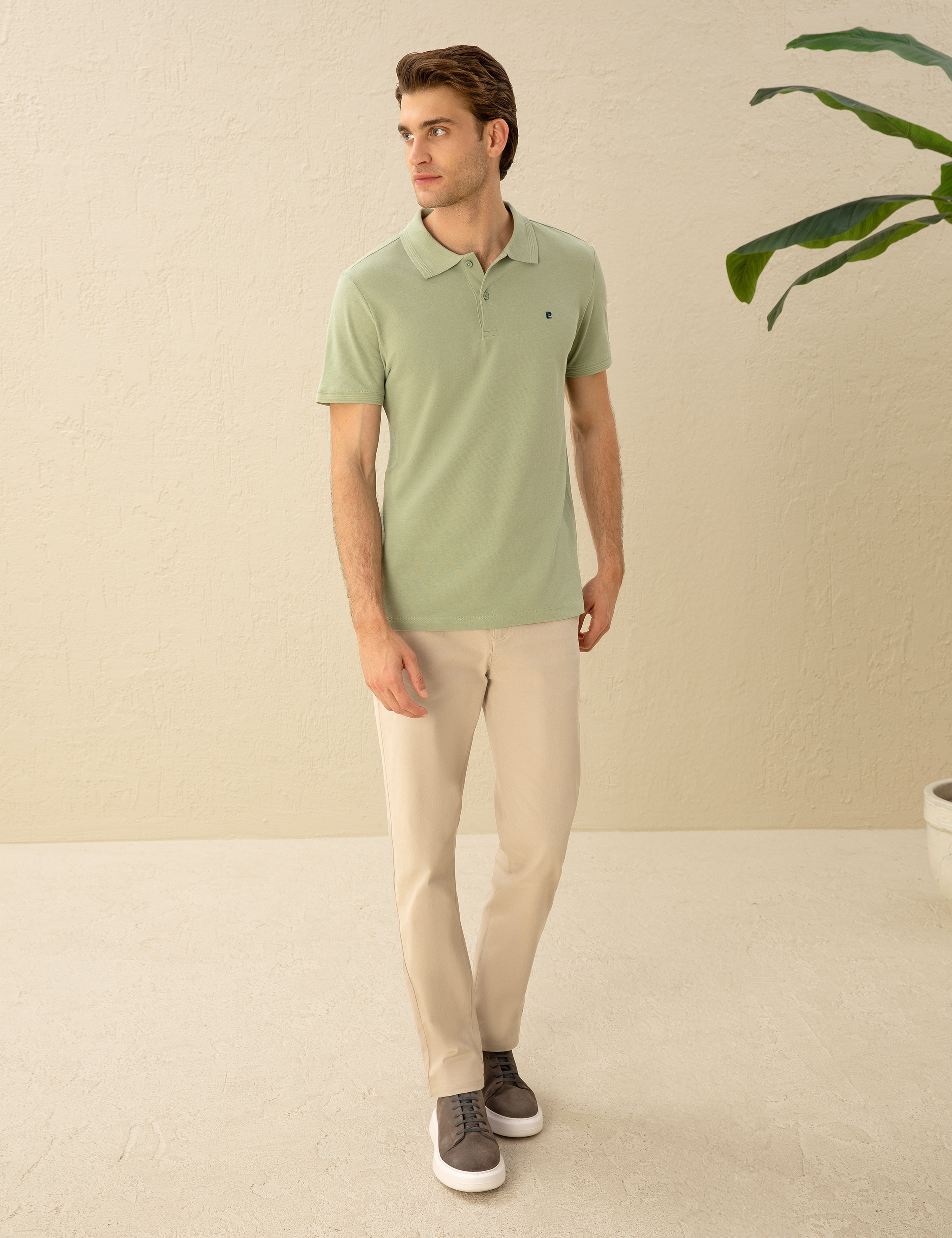 Çağla Yeşili Slim Fit Basic Tişört - Image 4