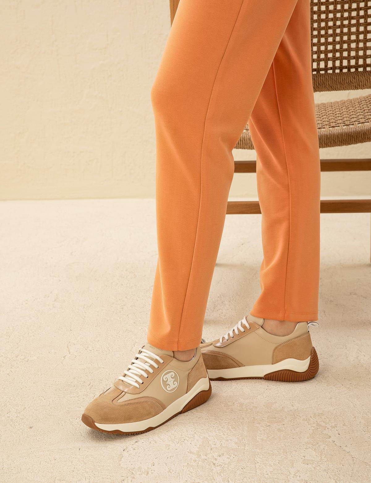 Bej Deri Sneaker - 50287340010