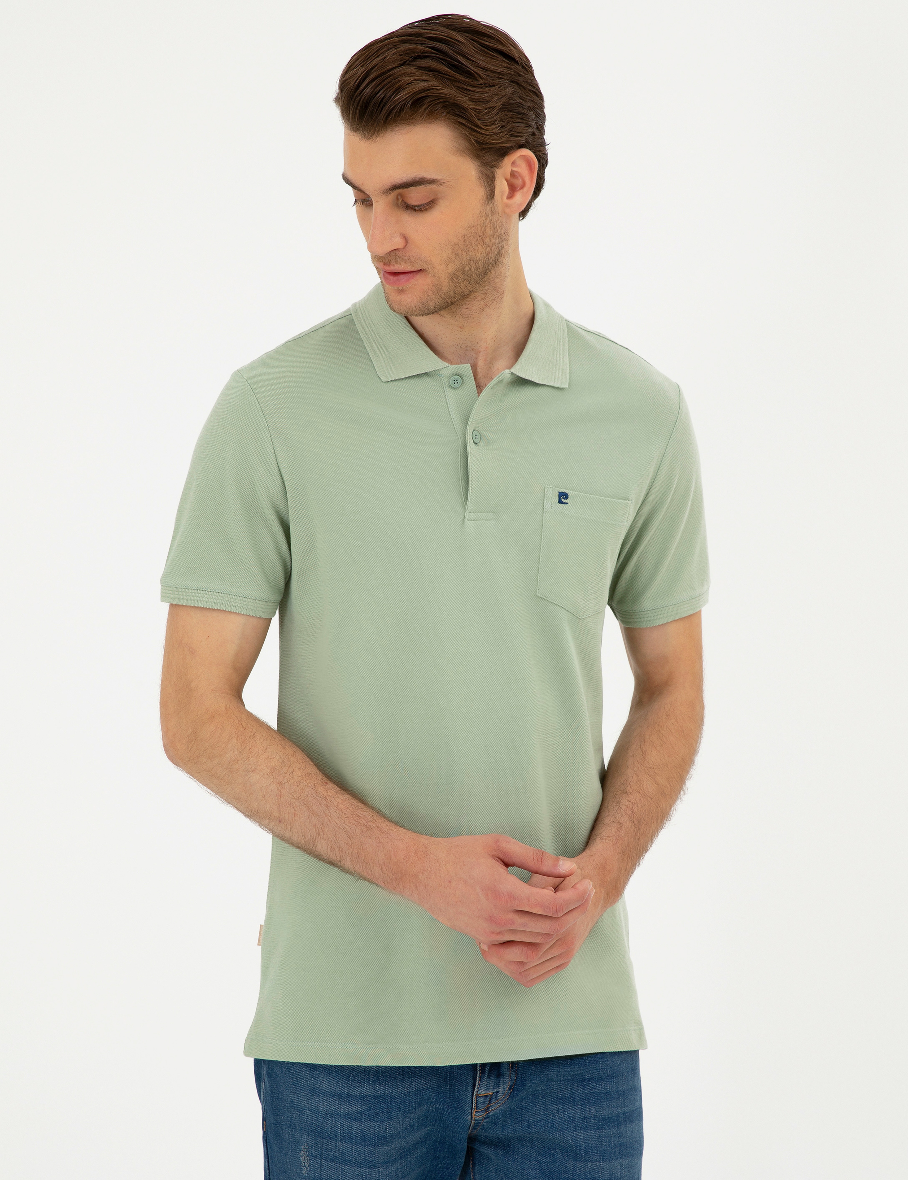 Yeşil Regular Fit Basic Tişört - Image 3