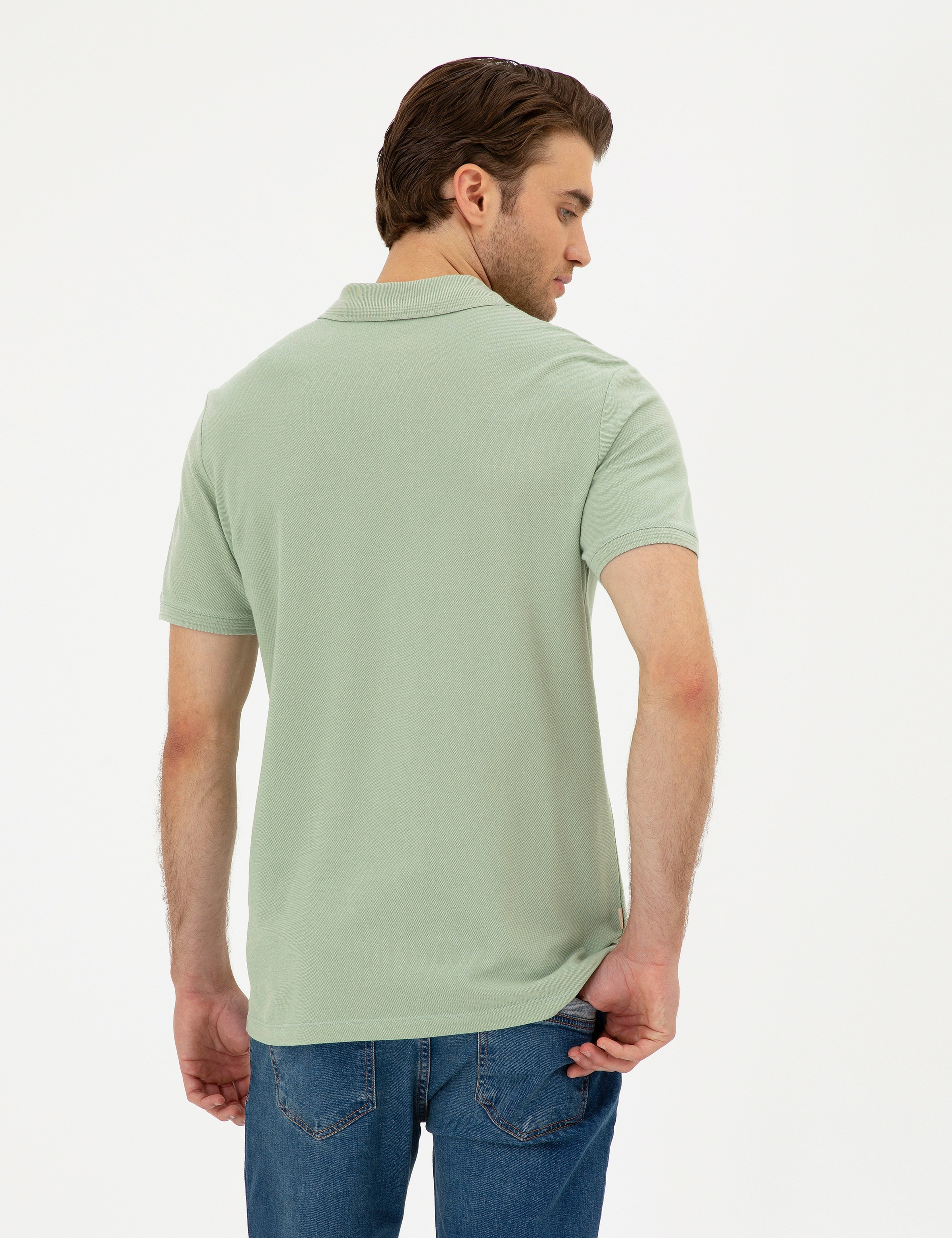 Yeşil Regular Fit Basic Tişört - Image 5