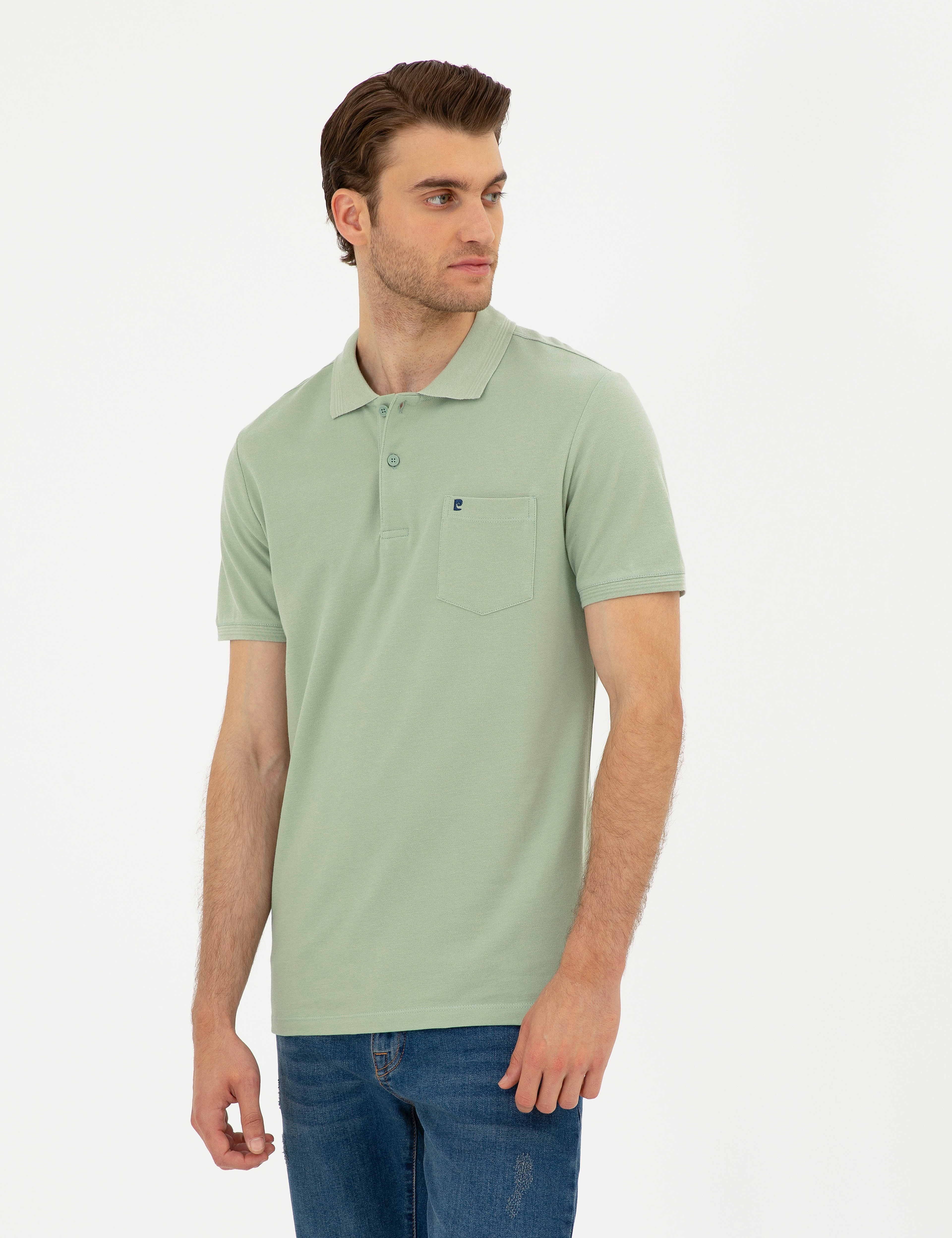 Yeşil Regular Fit Basic Tişört - Image 1