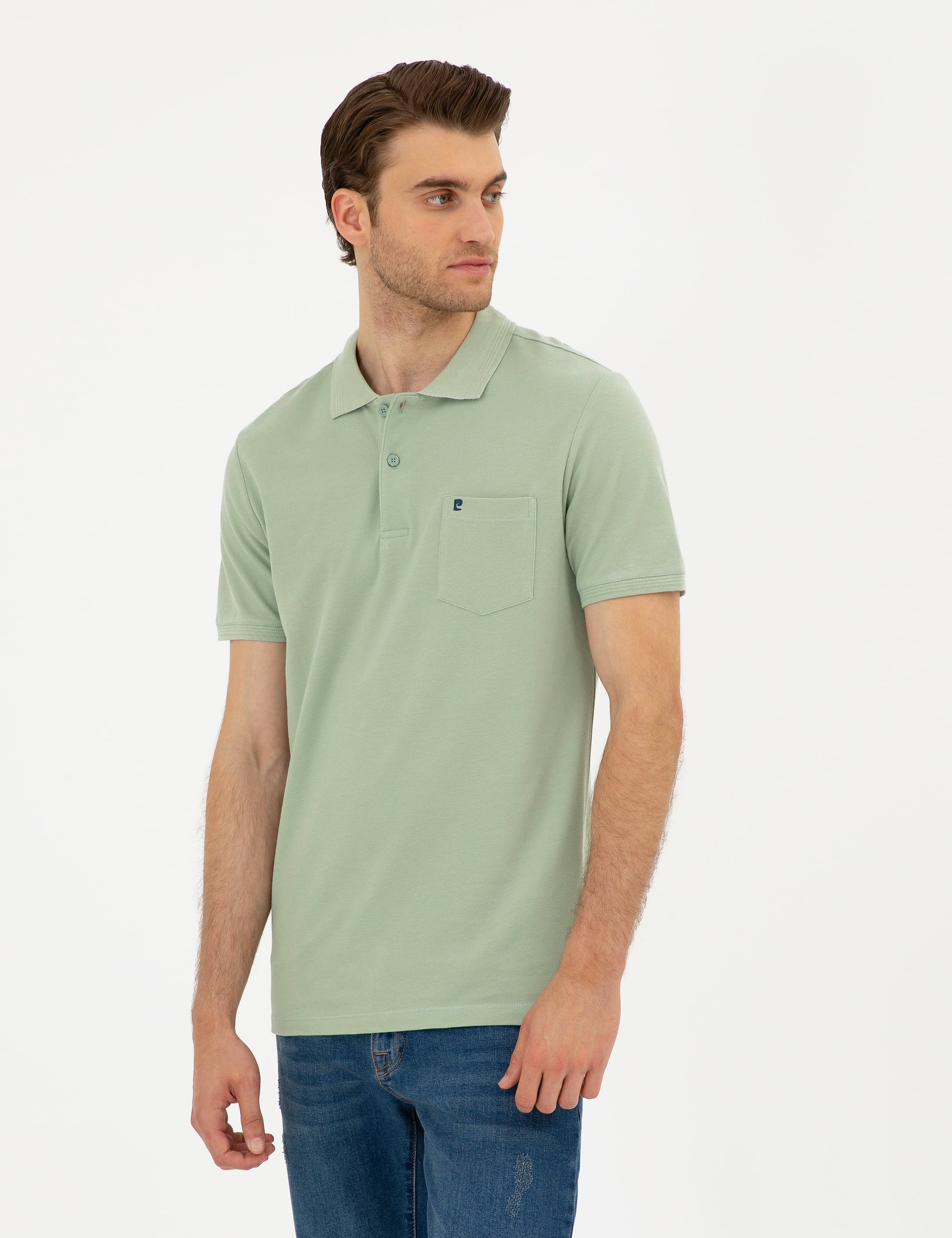 Yeşil Regular Fit Basic Tişört