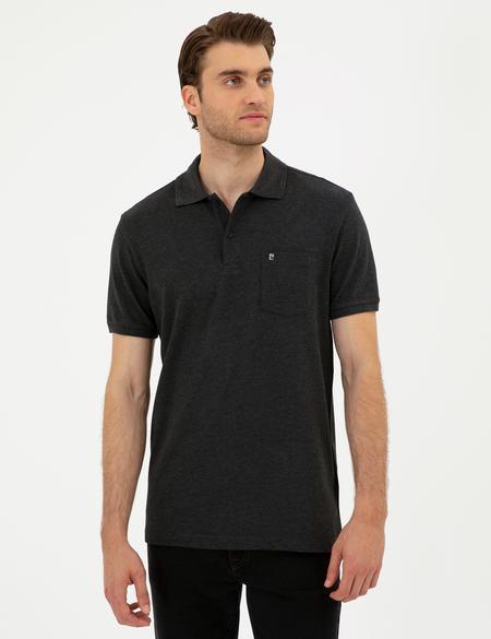 Antrasit Melanj Regular Fit Basic Tişört - 50291576083