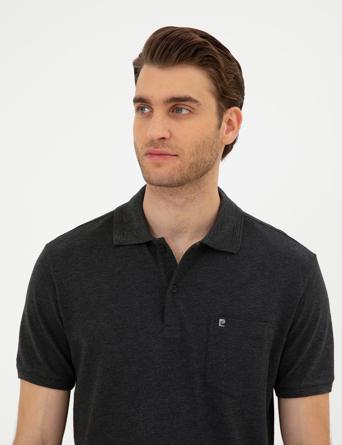 Antrasit Melanj Regular Fit Basic Tişört - 50291576083