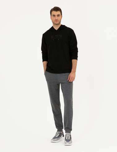 Antrasit Melanj Slim Fit Eşofman Altı