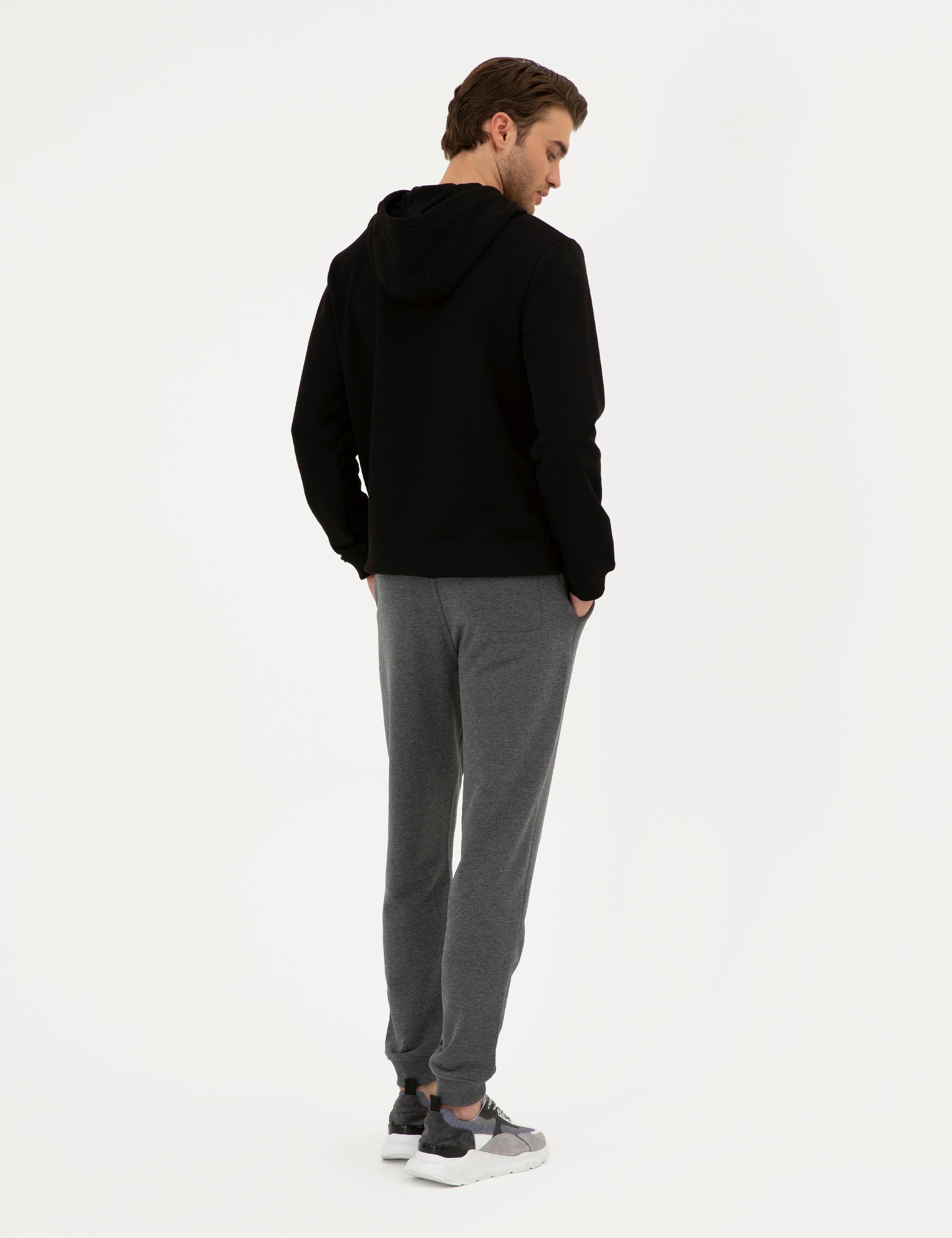 Antrasit Melanj Slim Fit Eşofman Altı