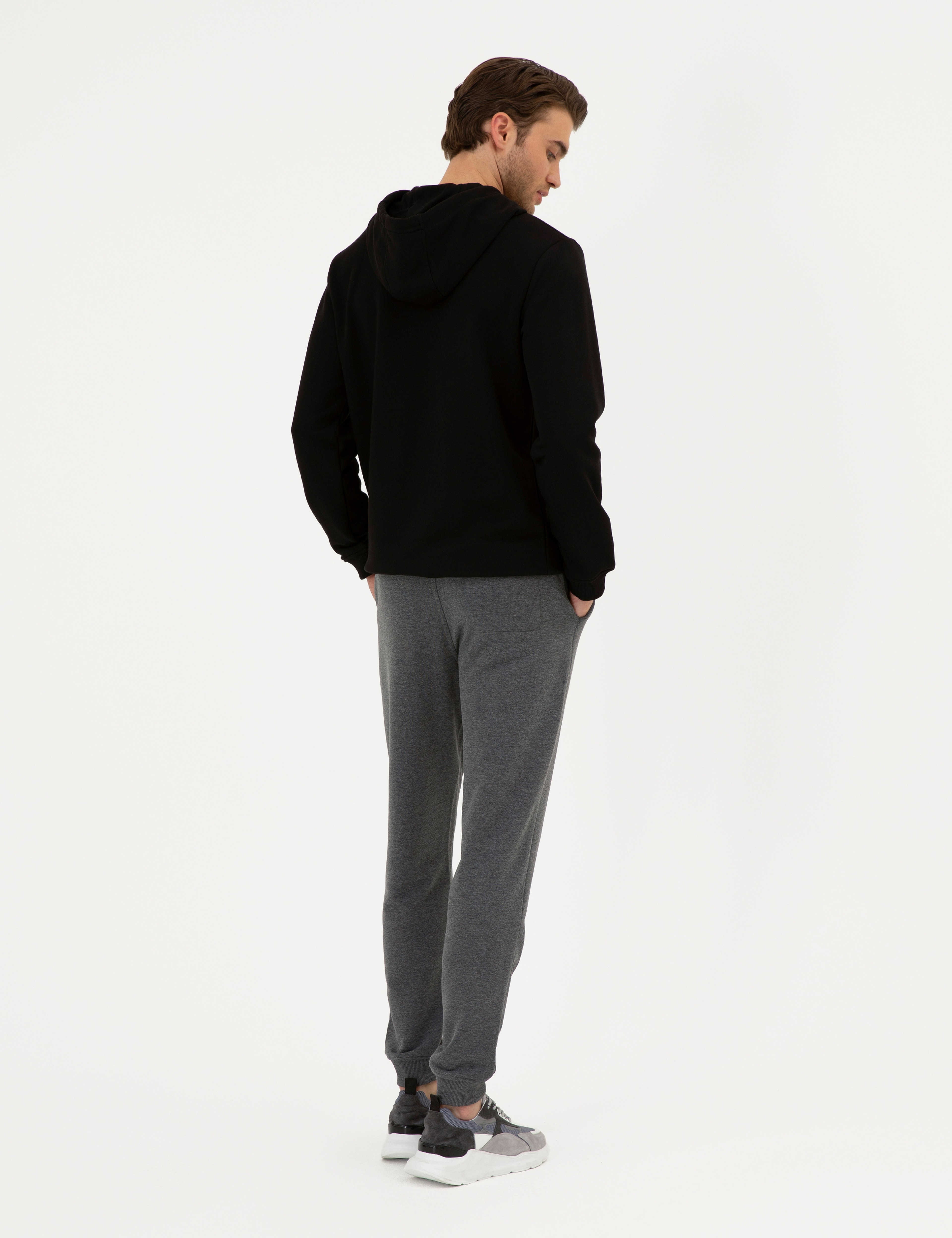 Antrasit Melanj Slim Fit Eşofman Altı - Image 4