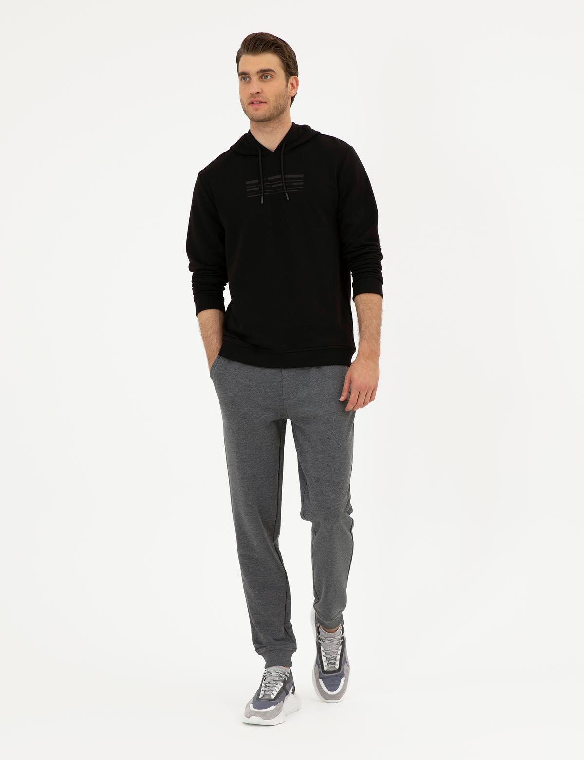 Antrasit Melanj Slim Fit Eşofman Altı - 50295727025