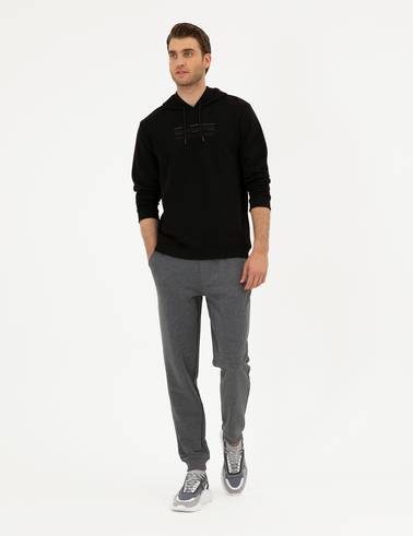 Antrasit Melanj Slim Fit Eşofman Altı