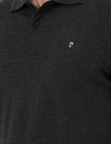 Antrasit Melanj Slim Fit %100 Pamuk Polo Yaka Basic Tişört