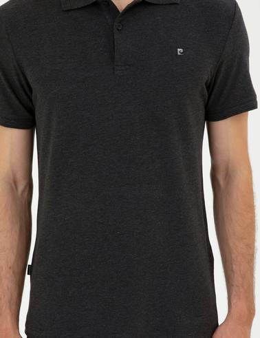 Antrasit Melanj Slim Fit %100 Pamuk Polo Yaka Basic Tişört
