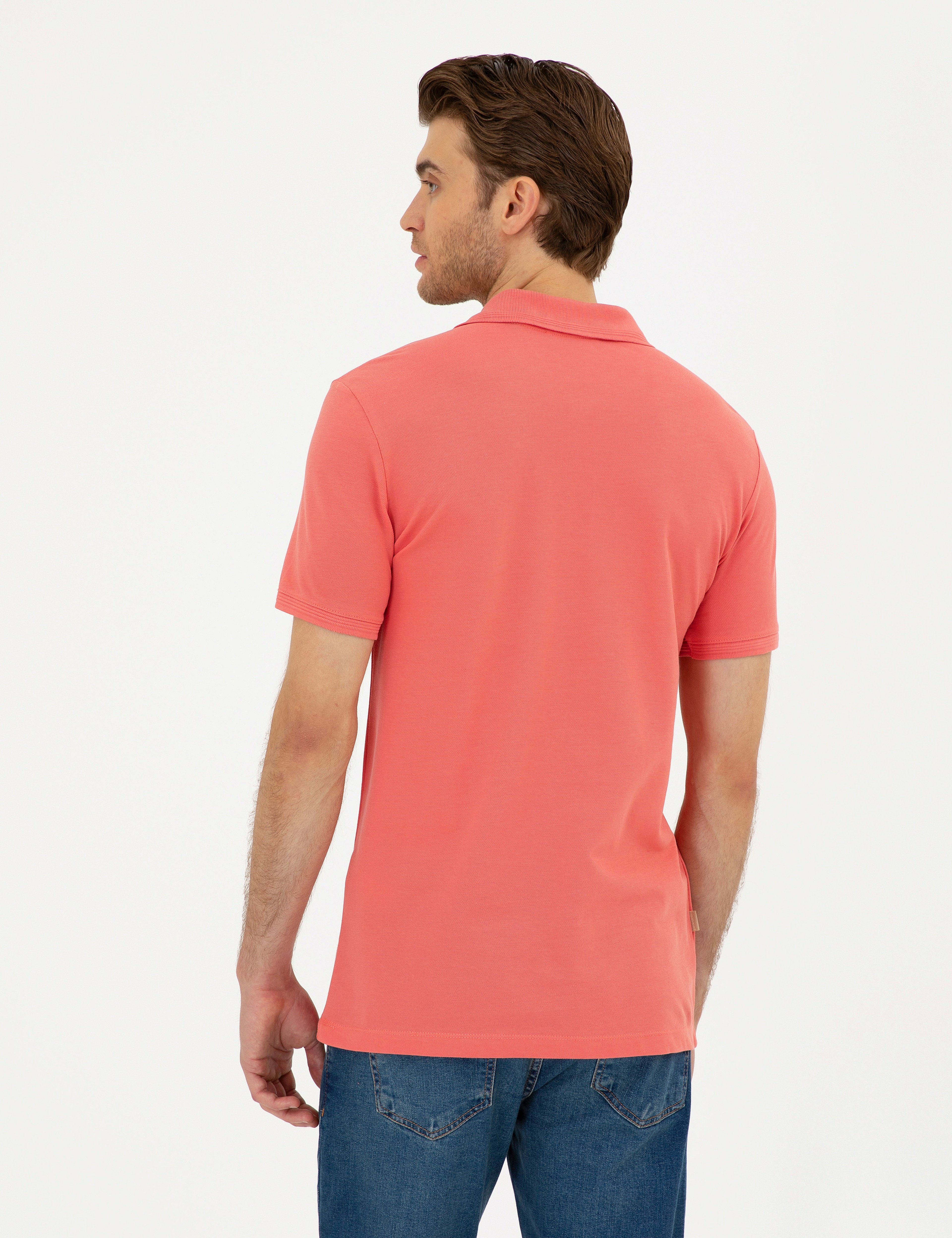 Mercan Slim Fit %100 Pamuk Polo Yaka Basic Tişört - Image 5