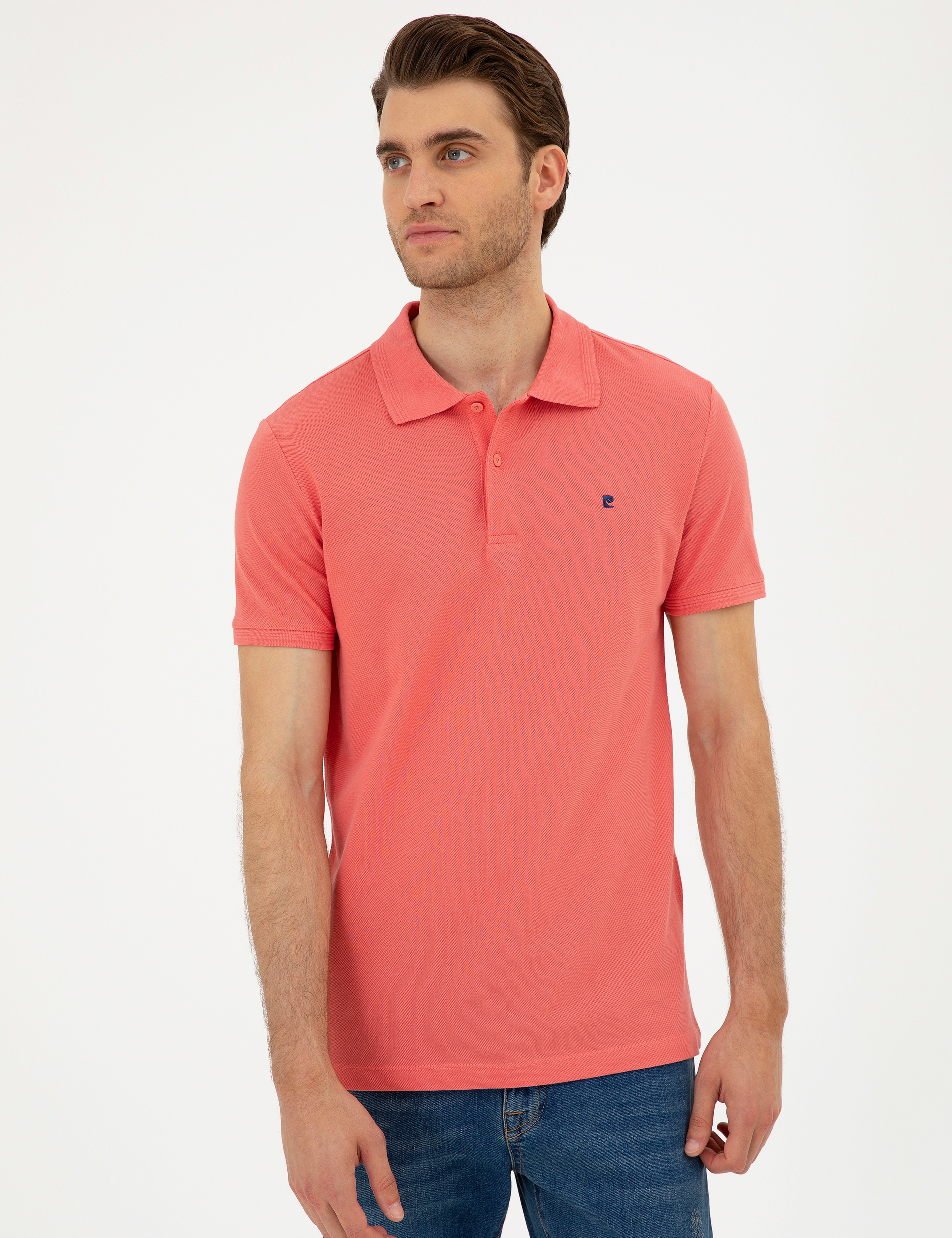 Mercan Slim Fit %100 Pamuk Polo Yaka Basic Tişört - Image 3