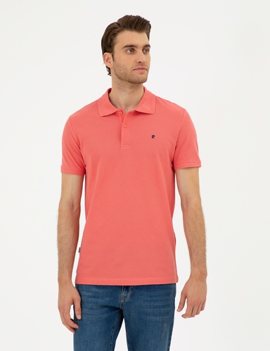 Mercan Slim Fit %100 Pamuk Düğmeli Polo Yaka Basic Tişört