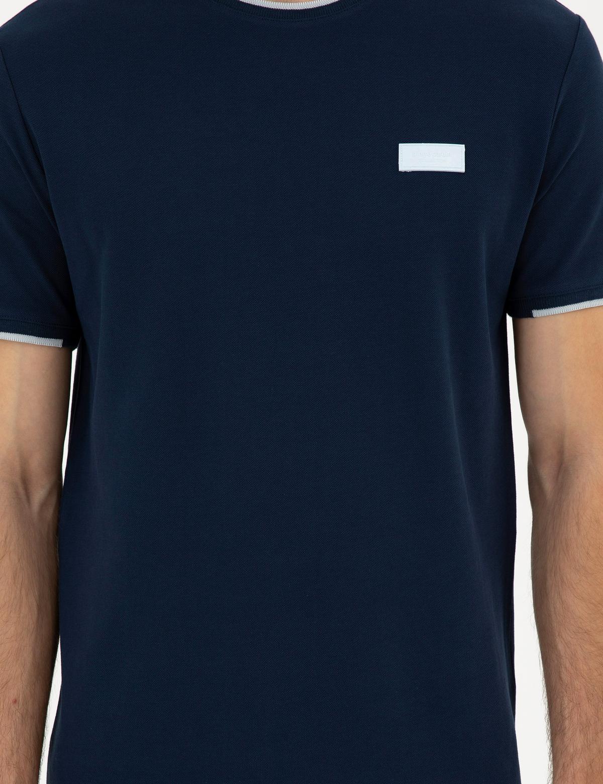 Lacivert Slim Fit Tişört - 50296578001