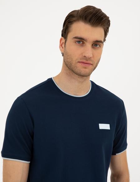 Lacivert Slim Fit Tişört - 50296578001