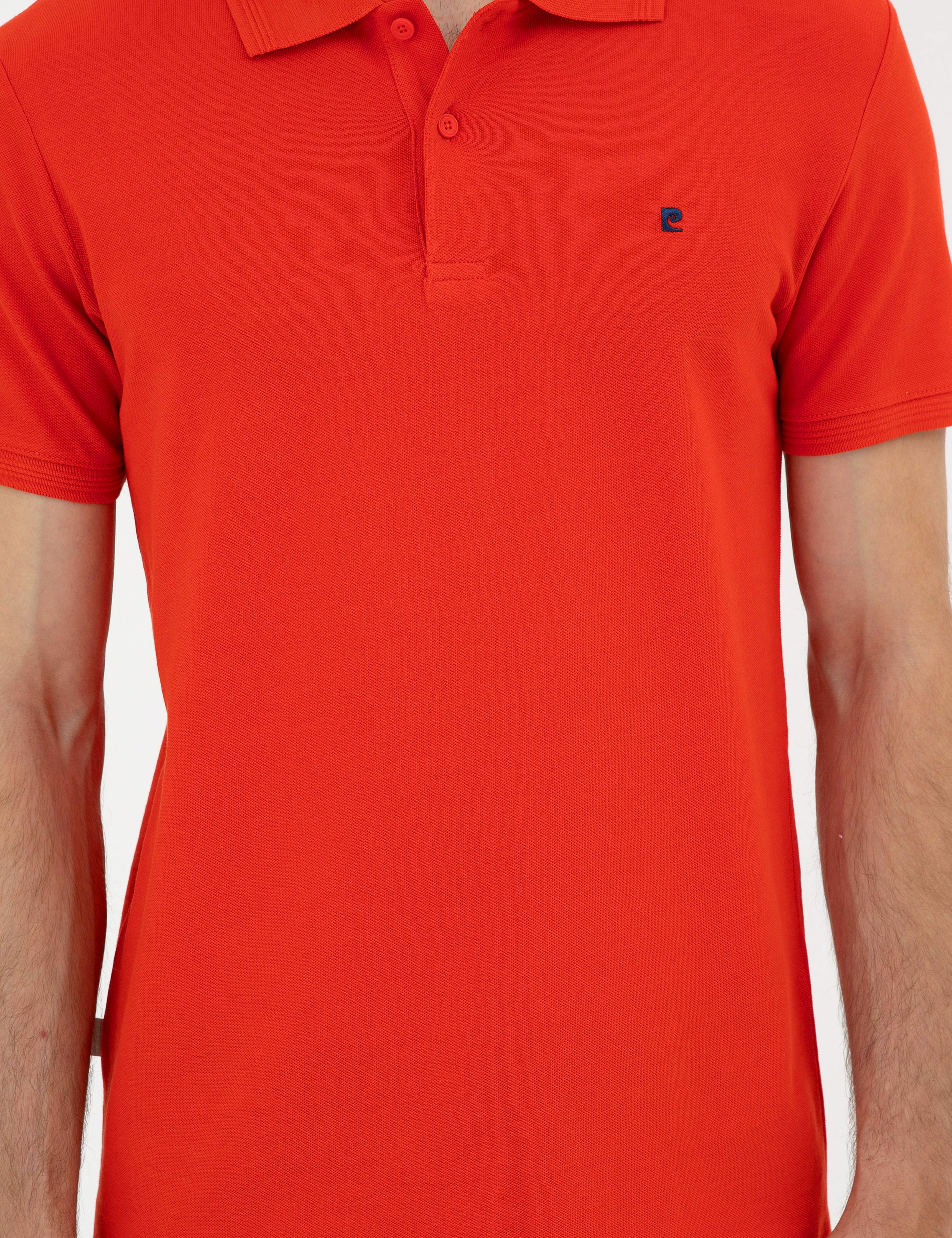 Kırmızı Slim Fit %100 Pamuk Polo Yaka Basic Tişört