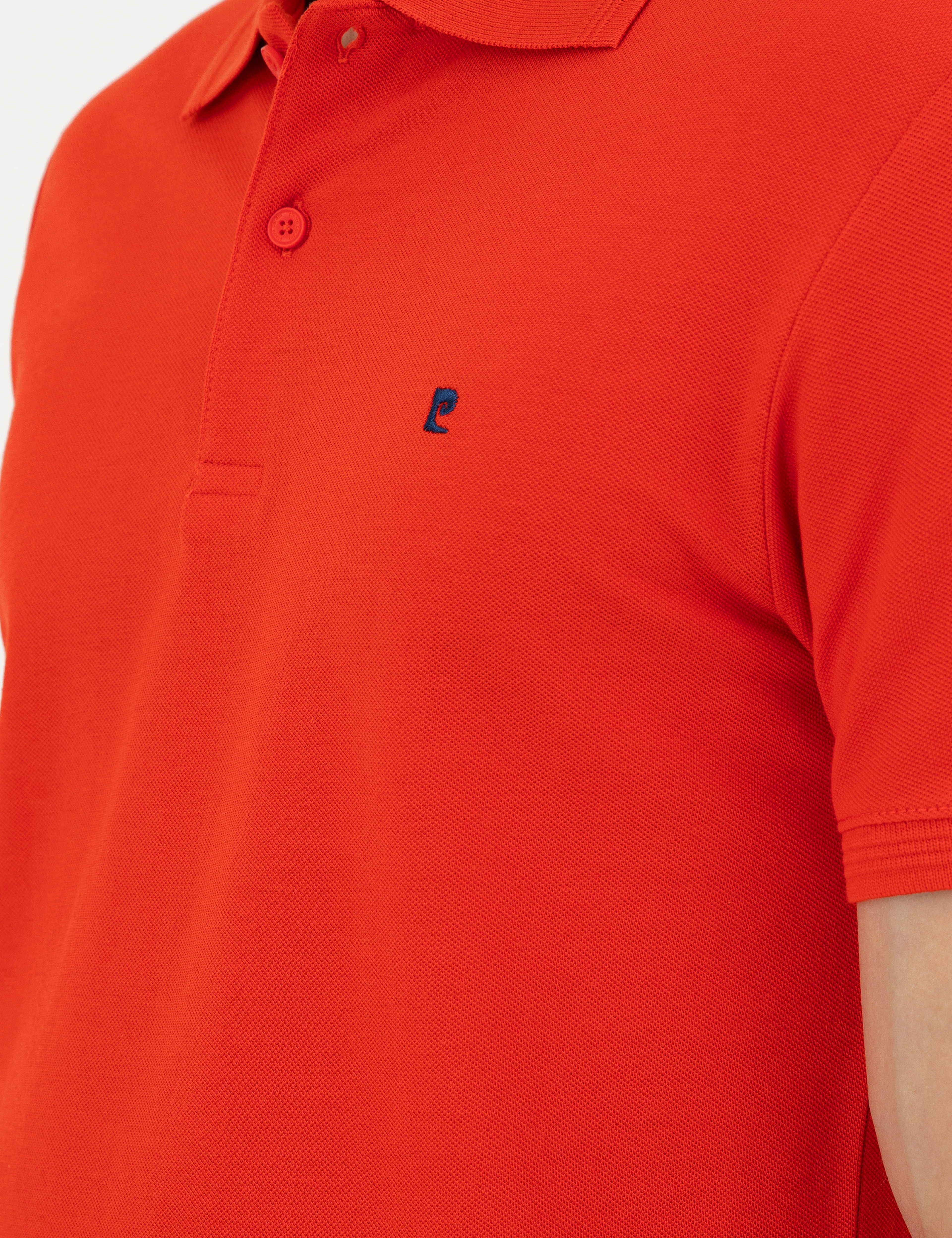 Kırmızı Slim Fit %100 Pamuk Polo Yaka Basic Tişört - Image 7