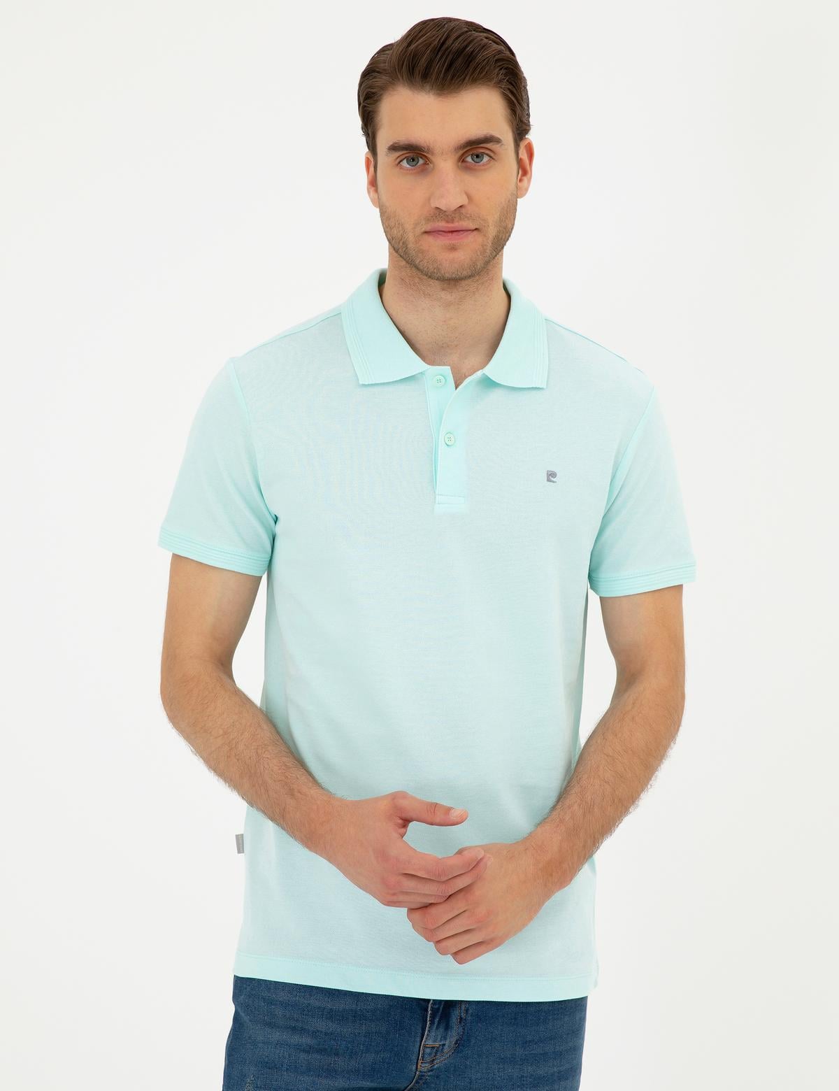 Su Yeşili Slim Fit Basic Tişört - 50291625138