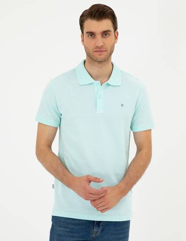 Su Yeşili Slim Fit Basic Tişört