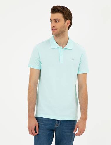 Su Yeşili Slim Fit Basic Tişört
