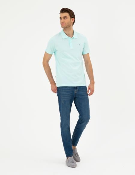 Su Yeşili Slim Fit Basic Tişört - 50291625138