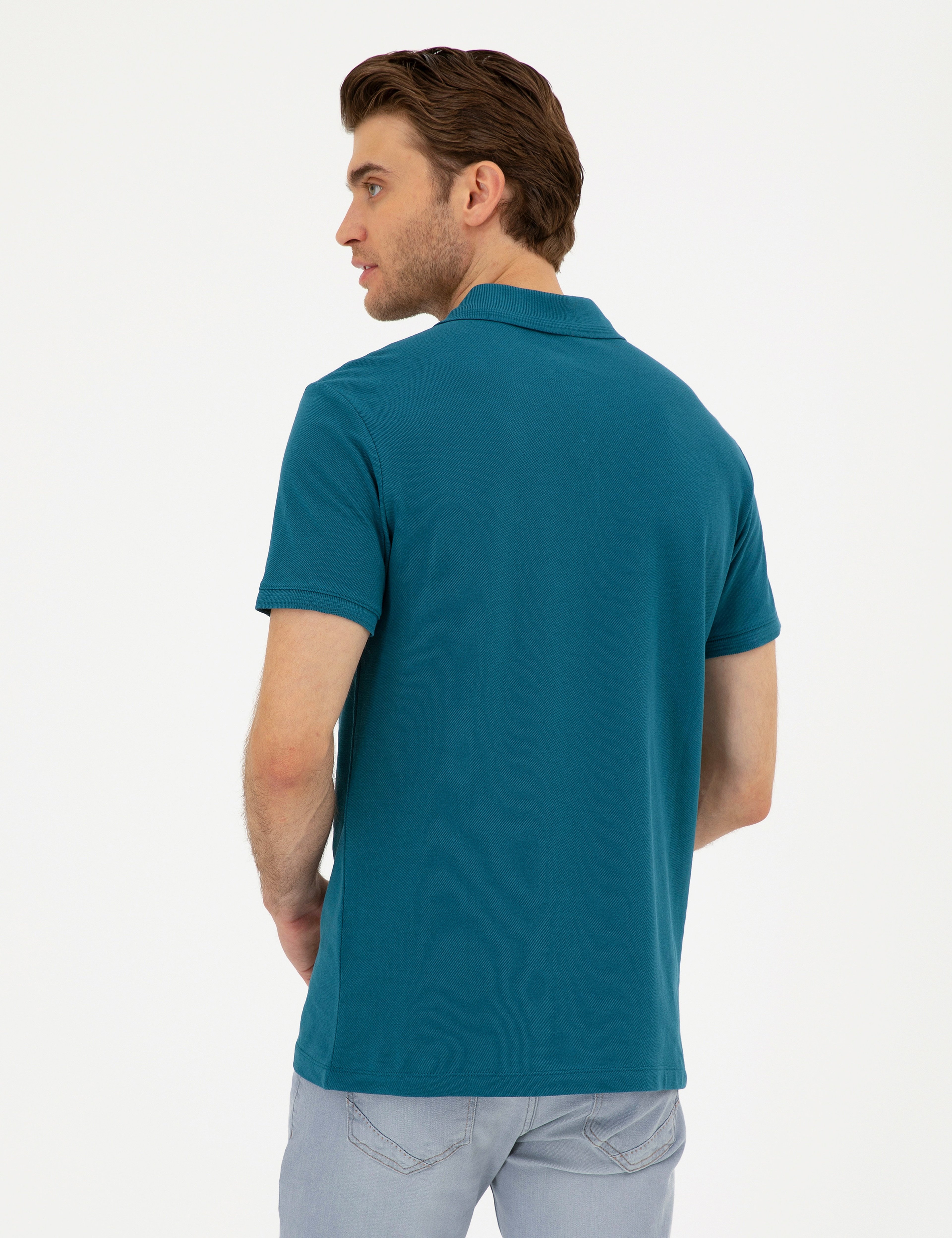 Zümrüt Slim Fit %100 Pamuk Polo Yaka Basic Tişört - Image 5