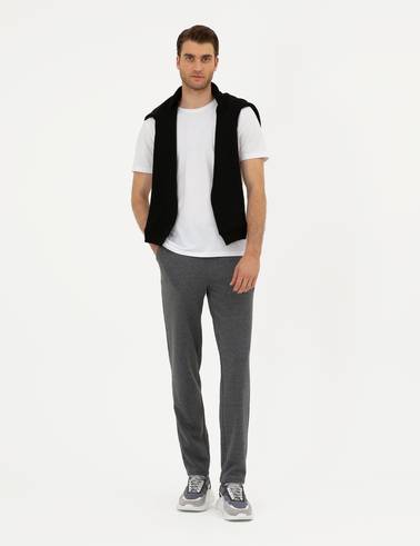 Antrasit Melanj Slim Fit Eşofman Altı