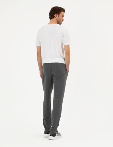 Antrasit Melanj Slim Fit Eşofman Altı