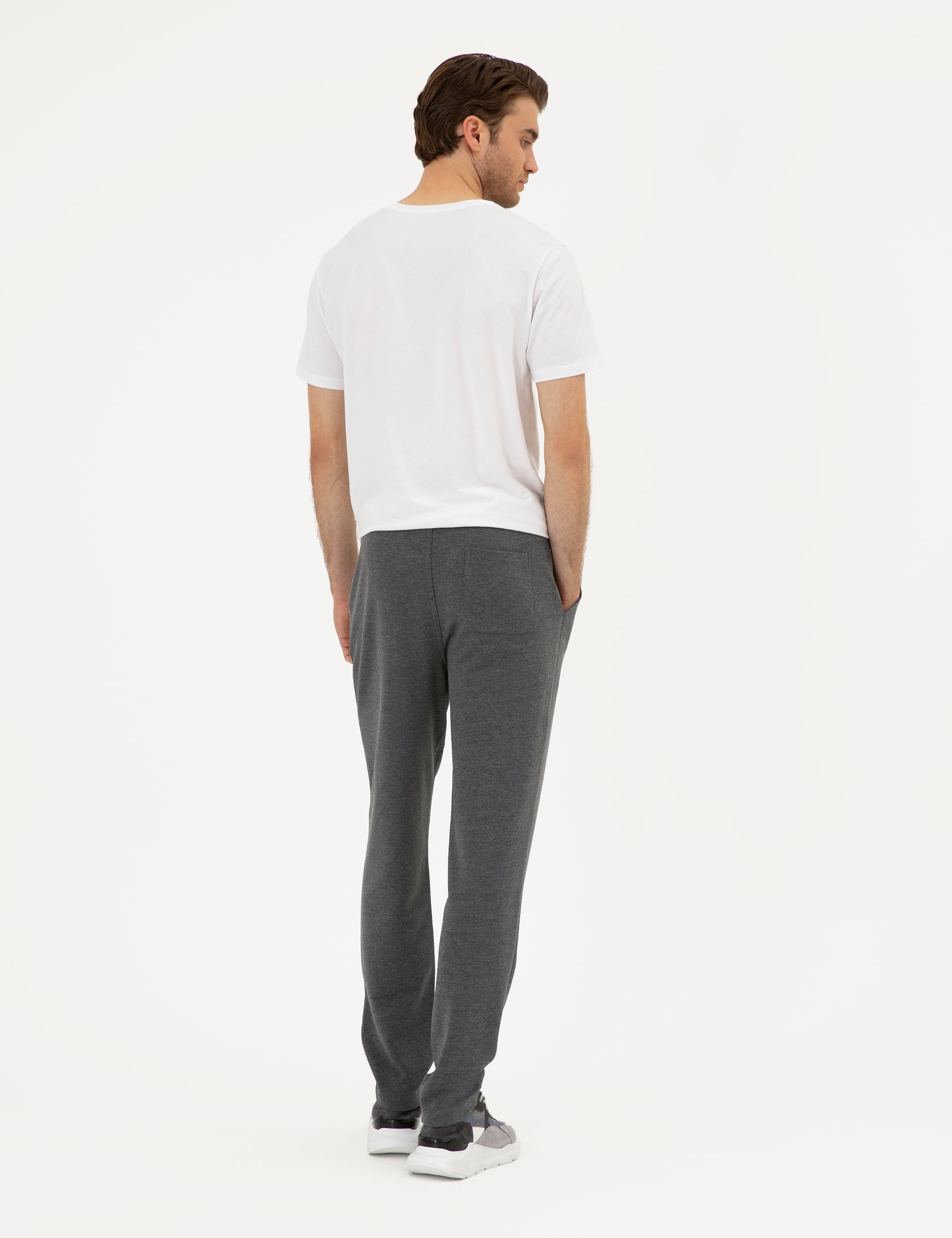 Antrasit Melanj Slim Fit Eşofman Altı - Image 4