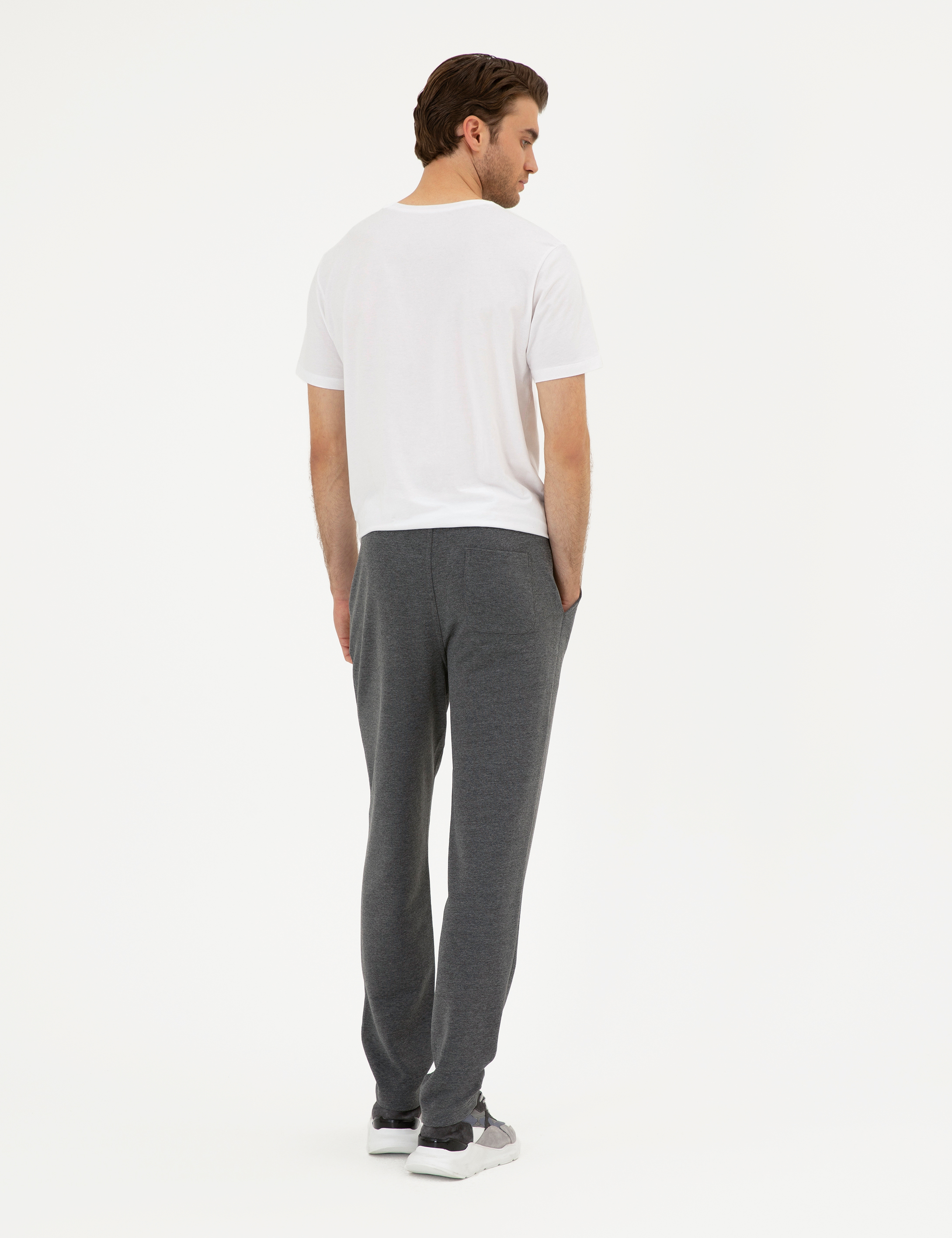 Antrasit Melanj Slim Fit Eşofman Altı