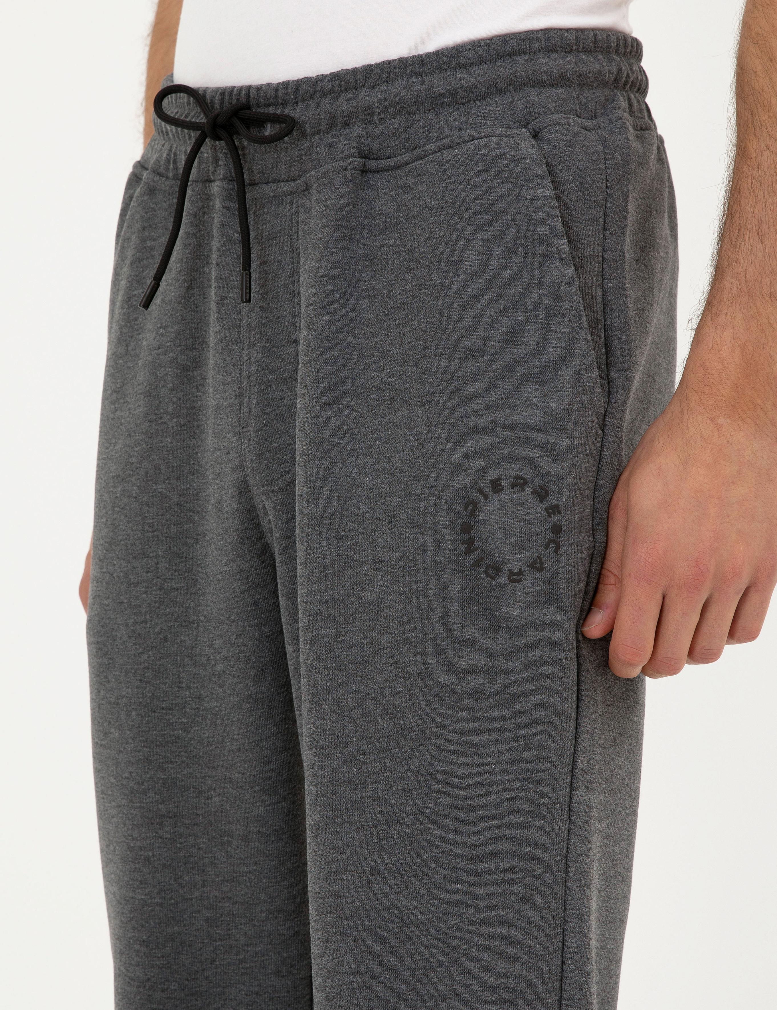 Antrasit Melanj Slim Fit Eşofman Altı