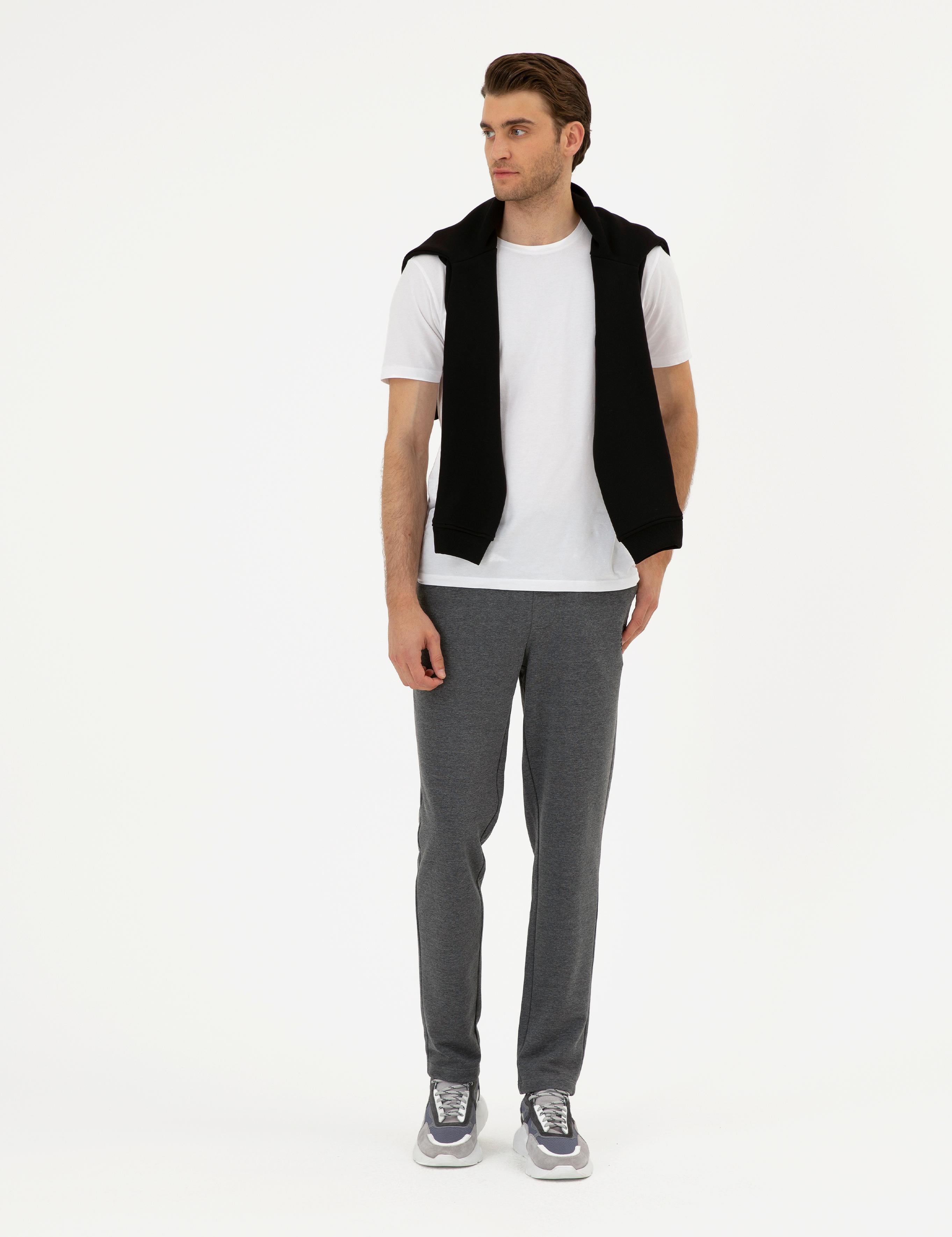 Antrasit Melanj Slim Fit Eşofman Altı