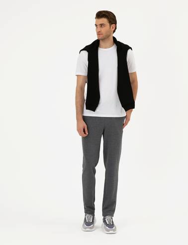 Antrasit Melanj Slim Fit Eşofman Altı