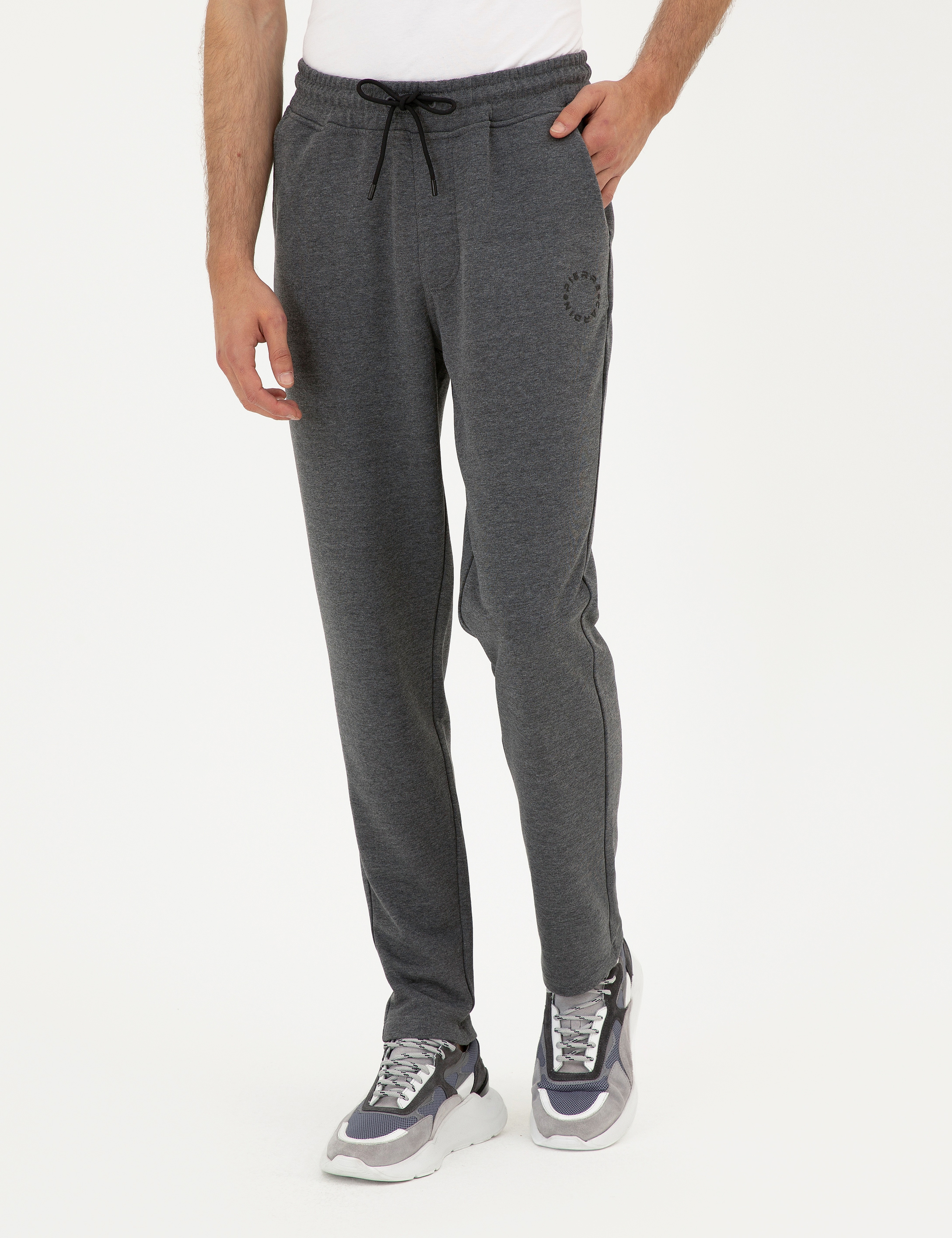Antrasit Melanj Slim Fit Eşofman Altı