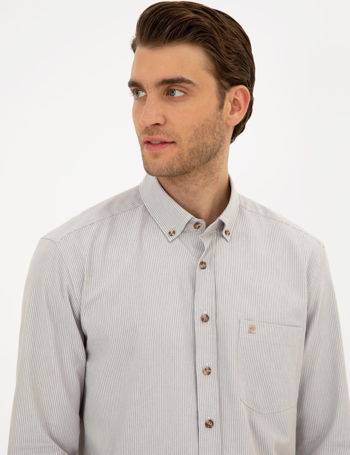Bej Regular Fit Uzun Kollu Gömlek - 50296061025