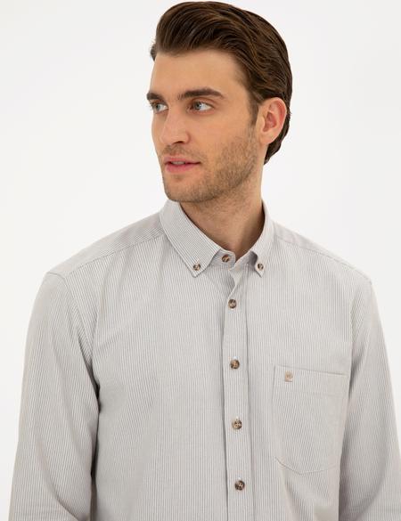 Bej Regular Fit Uzun Kollu Gömlek - 50296061025