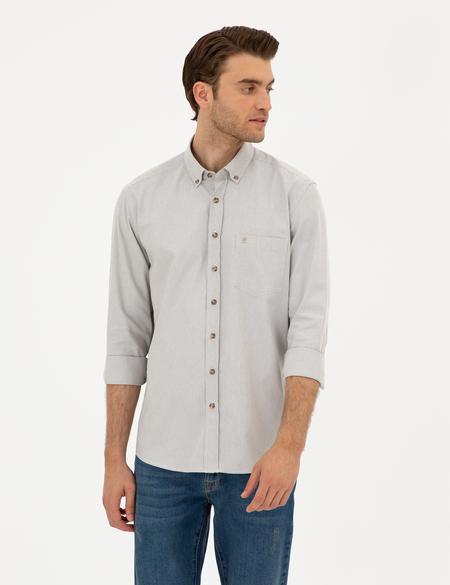 Bej Regular Fit Uzun Kollu Gömlek - 50296061025