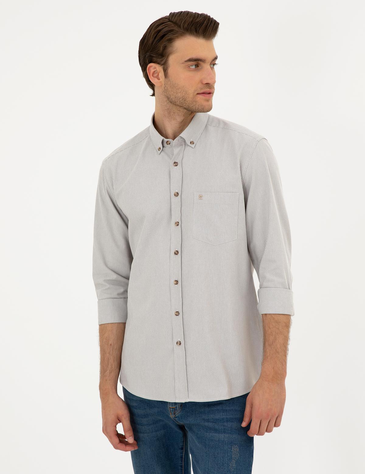 Bej Regular Fit Uzun Kollu Gömlek - 50296061025