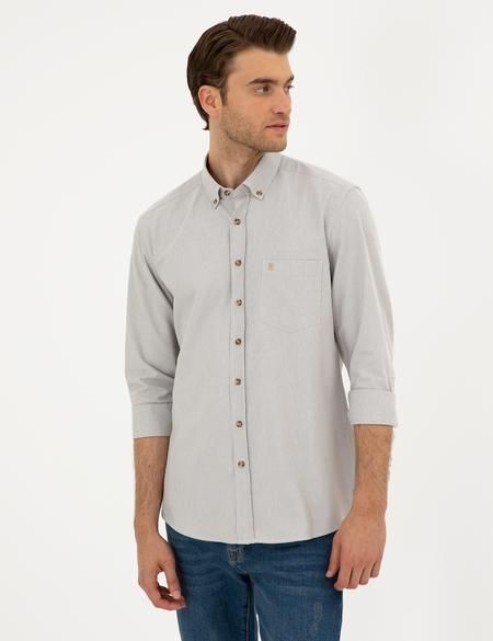 Bej Regular Fit Uzun Kollu Gömlek - 50296061025